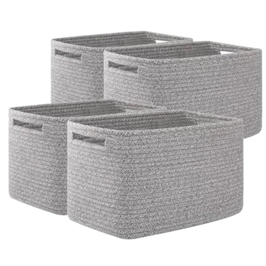 Premium 4-Pack Handwoven Shelf Storage Baskets