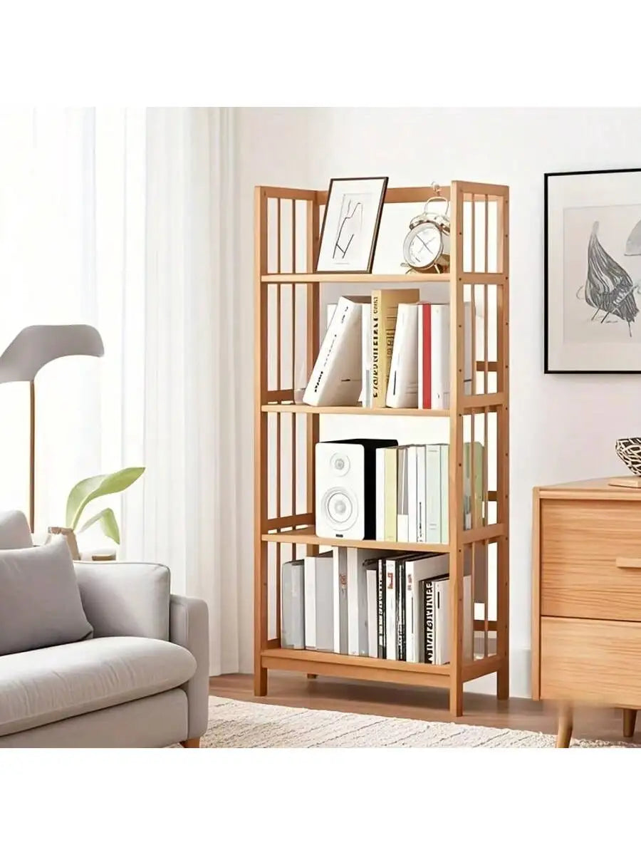 Bamboo Bookshelf with Adjustable Shelves | 4 or 5-Tier Natural Wooden Bookcase