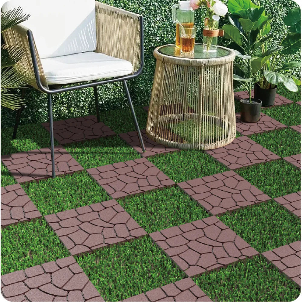 Stone Style 12" Patio Deck Tiles, DIY Tiles Outdoor and Indoor