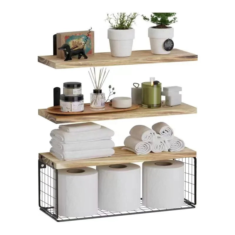 Wall Mounted Floating Shelves 3 Wood Shelves