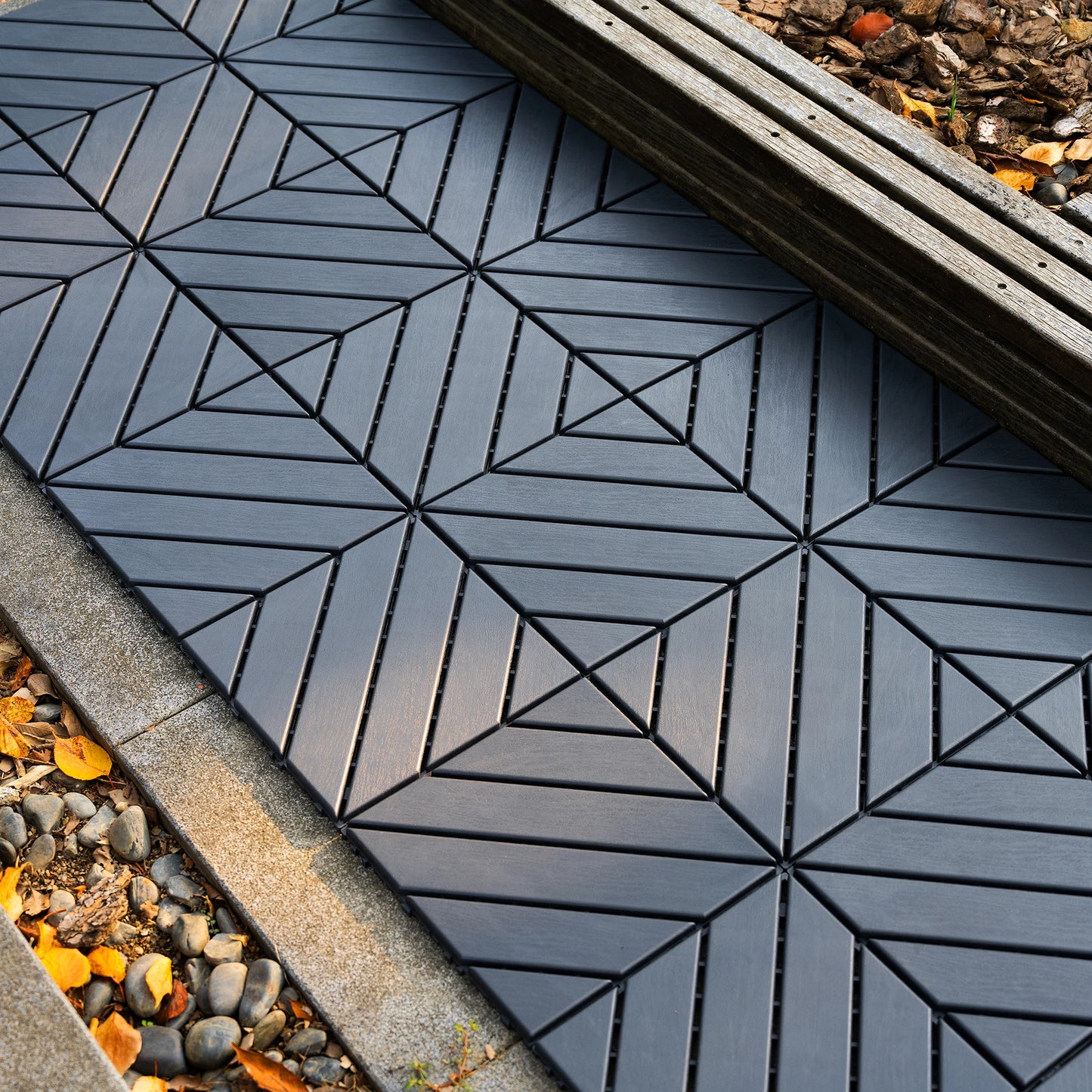 Interlocking Deck Tiles, 44 Pack, 12"x12" Square, Waterproof Outdoor All Weather Use