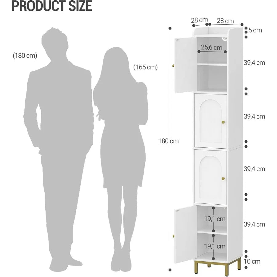 4‑Tier Narrow Tall Storage Cabinet – Slim Standing Organizer for Bathroom, Kitchen or Laundry