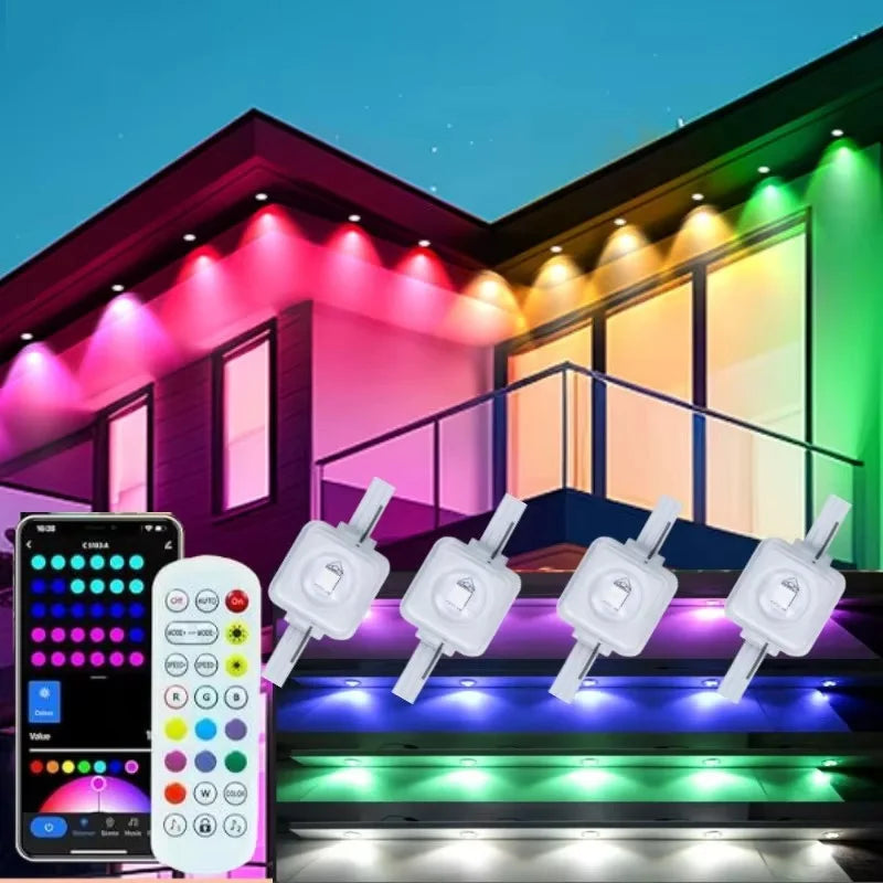 Smart Permanent Outdoor Lights IP67 Waterproof with App Remote Control Music Sync for House Roof Decor