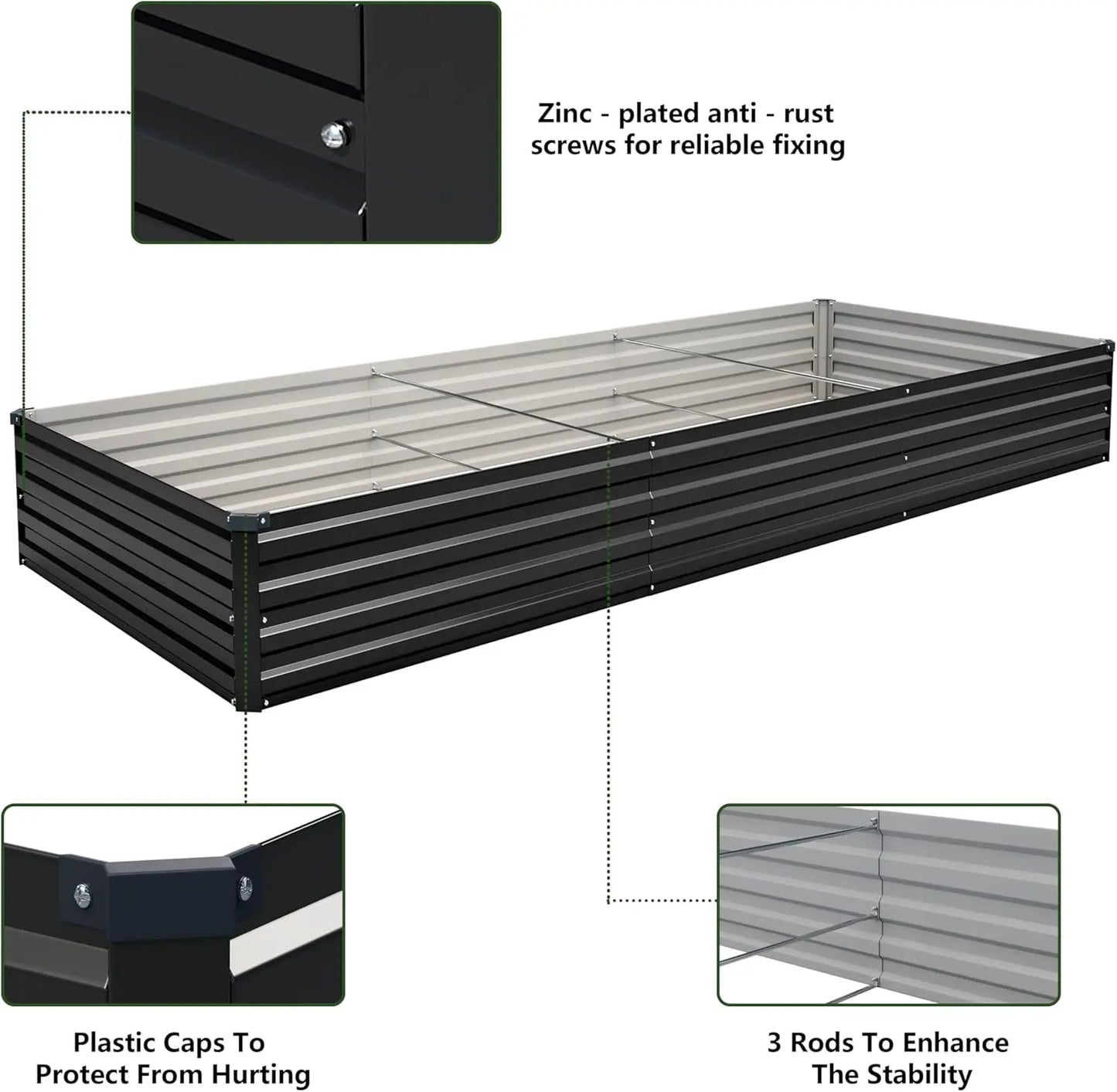 Galvanized Raised Garden Beds (2‑Pack) – Durable Steel Outdoor Planter Boxes for Vegetables, Herbs & Flowers
