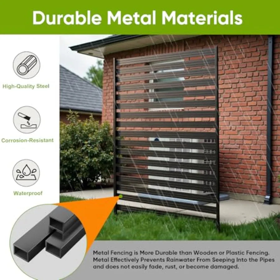 1 Panel No Dig Metal Privacy Fence Screen 65" H x 38" W - Rustproof for Outdoor use Air