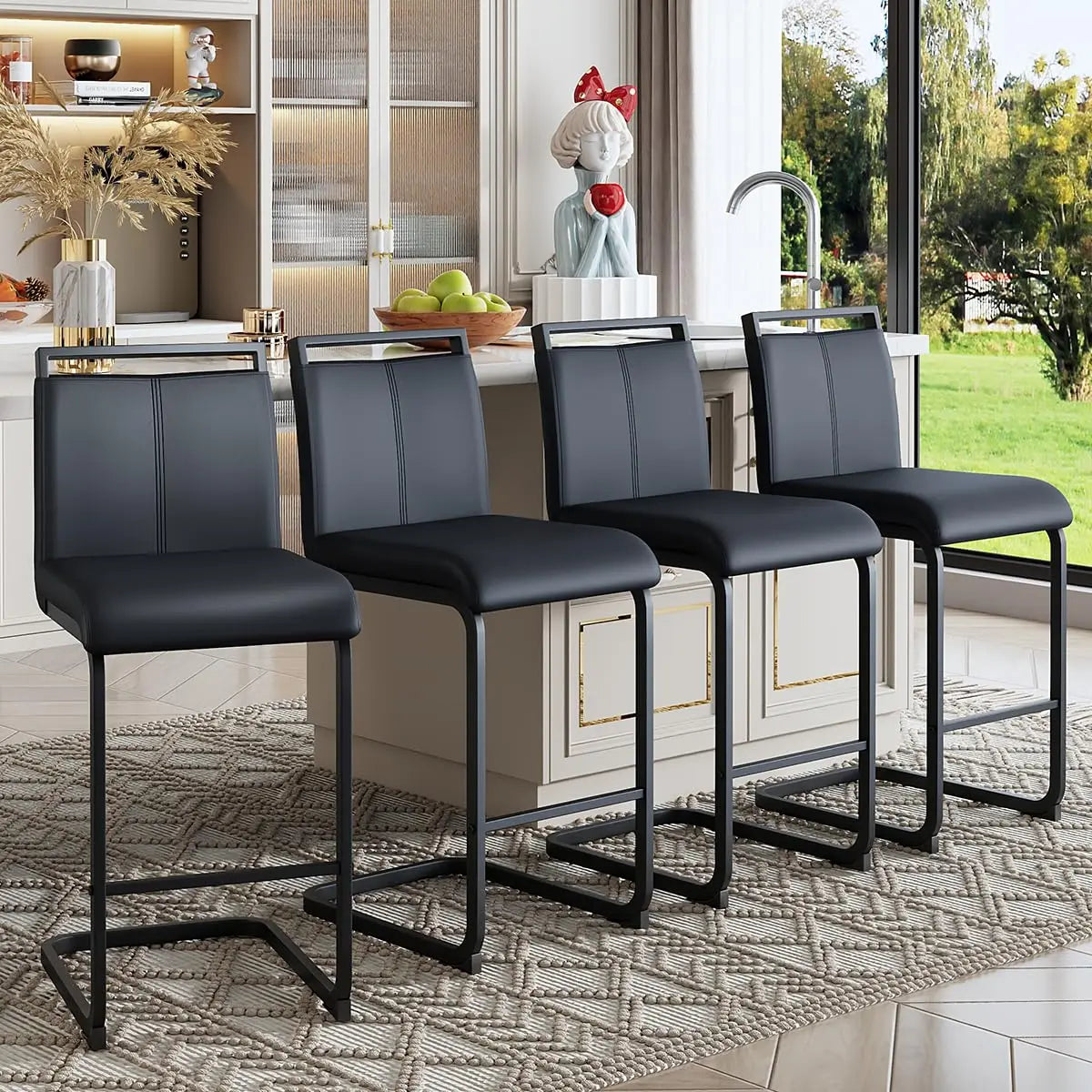 Counter Height Bar Stools Set of 4 - 25'' with Back