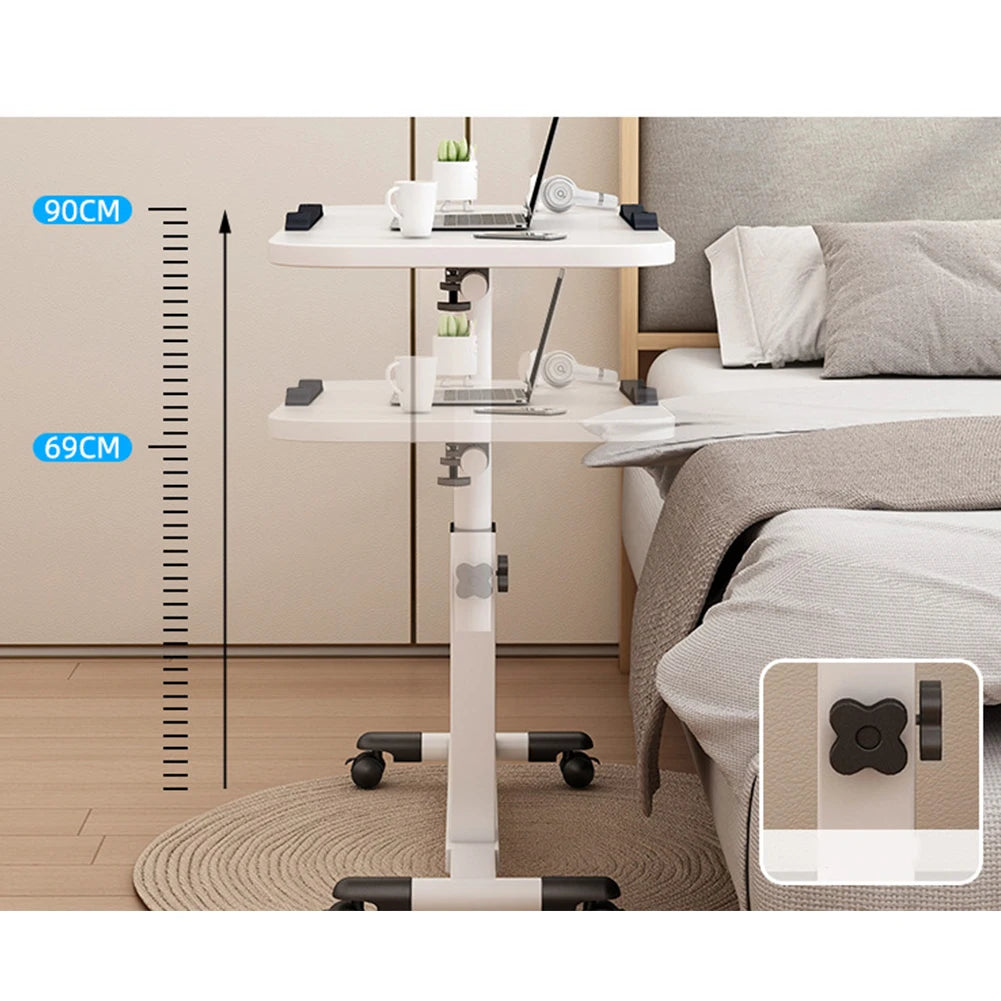 Adjustable Overbed Table with Wheels – Height‑Adjustable Bedside Desk with Tilting Desktop