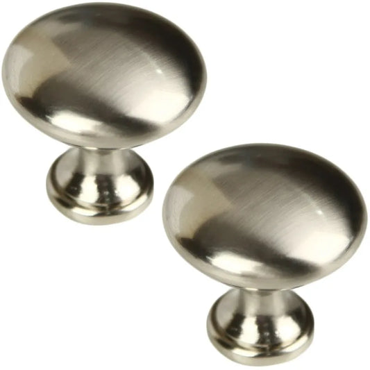 Brushed Nickel Round Mushroom Knob, Steel, 2 pack