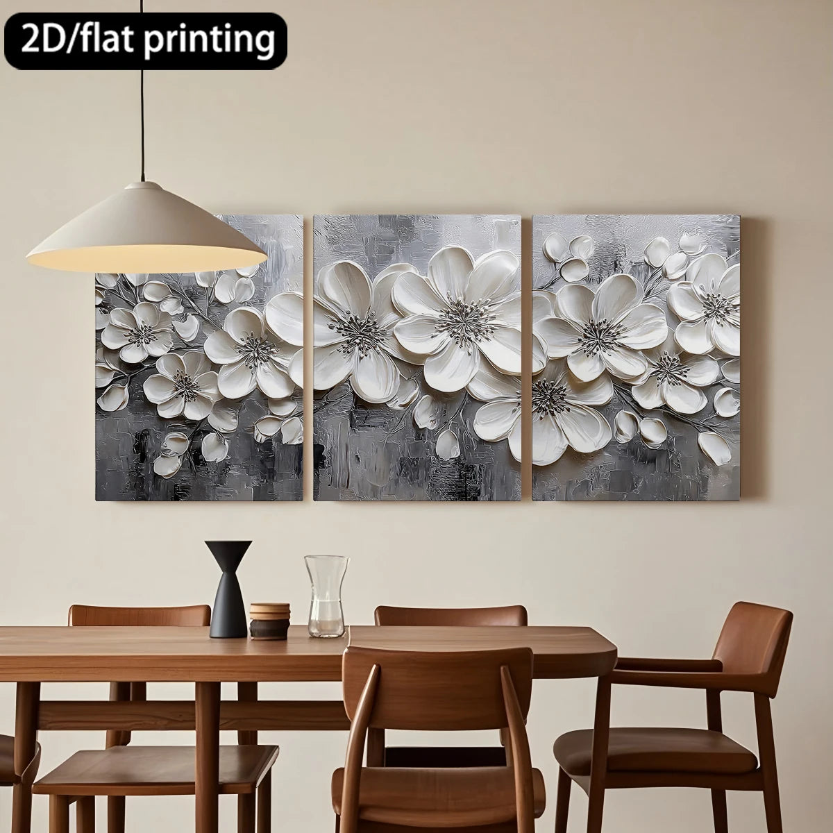 3pc wooden frame canvas decorative painting - White flower wall-art for home