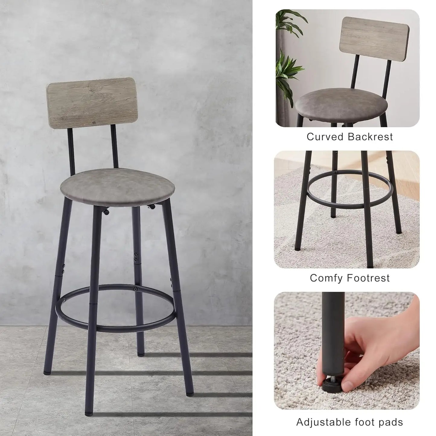 Bar Table Set for 2 with 2 Upholstered Stools