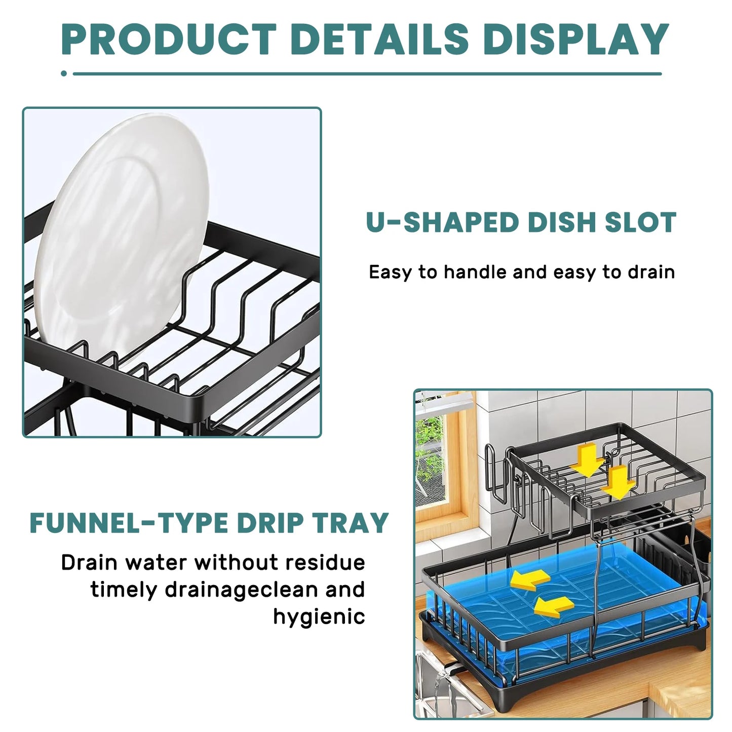 Multi-Level Space-Saving Dish Rack with Swivel Spout