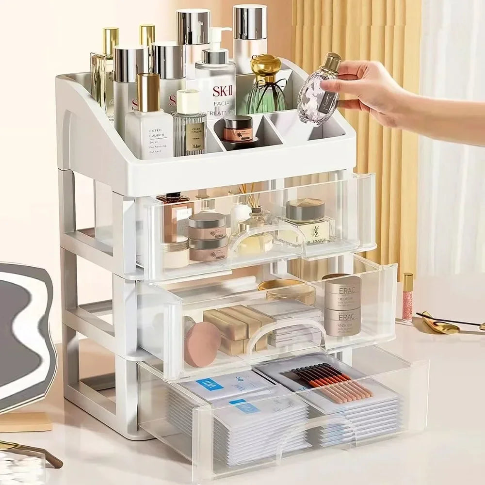 Multi-Level Desktop Storage Box With Drawers