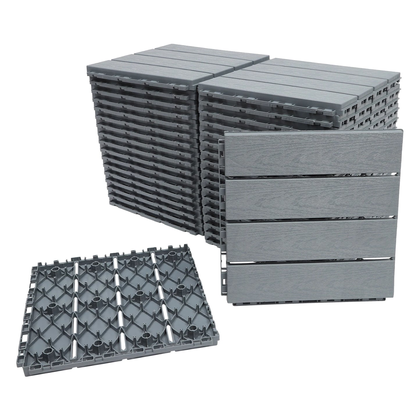 12"×12" Interlocking Deck Tiles – Waterproof, Anti‑Slip Outdoor Flooring for Balcony, Garden & Porch (Snap‑Lock Design)