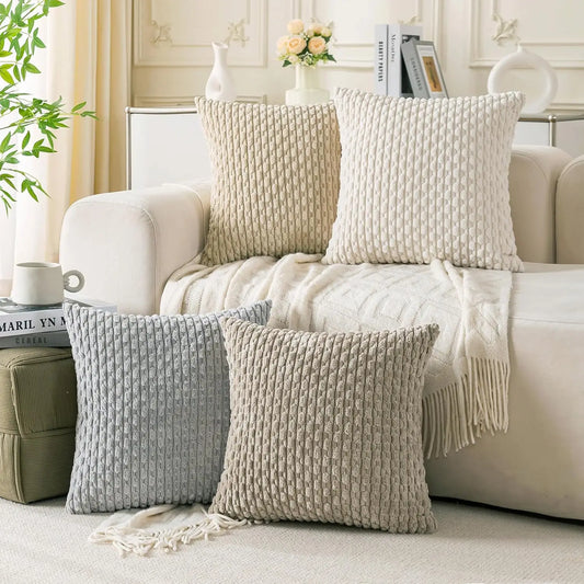 4‑Pack 18×18" Pillow Covers – Neutral Decorative Cushion Set