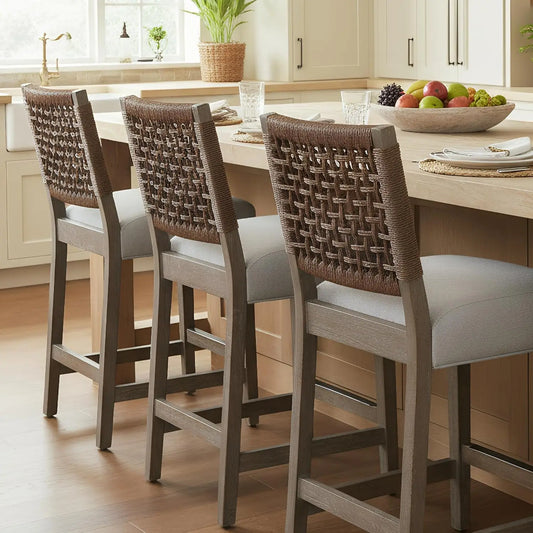 27" Counter Height Bar Stools, Set of 2 – Modern Upholstered Kitchen Island Chairs