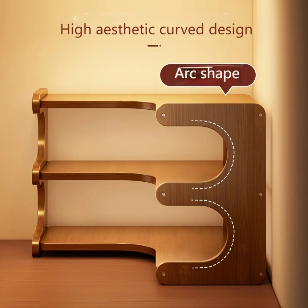 Multi‑Tier Bamboo Corner Shelf – Natural Wood Organizer for Plants, Books & Desk Accessories (1‑Piece)