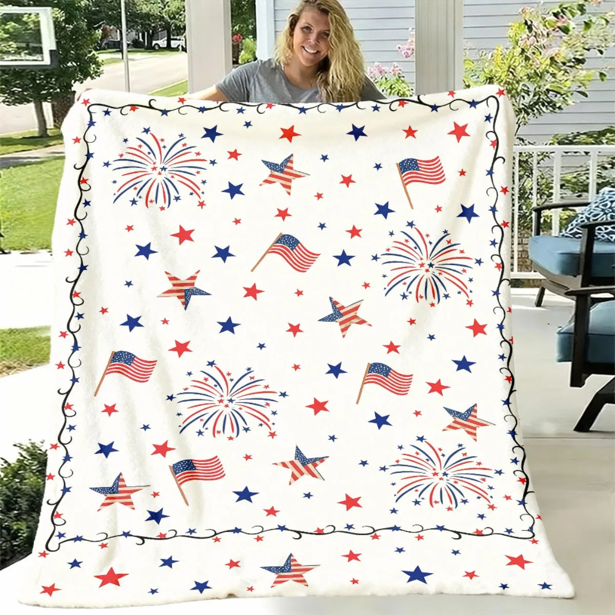Patriotic American Flag Flannel Throw – Soft Stars & Stripes All‑Season Blanket for Sofa & Bed