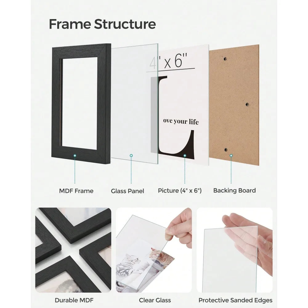 12-Pack 4X6 Collage Picture Frames,  Black