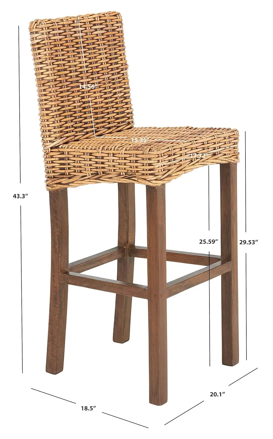Honey Brown Wash Rattan 30-inch Bar Stool