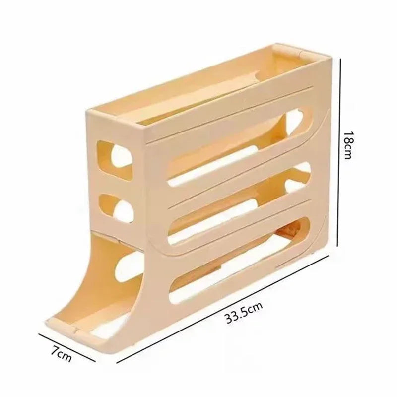 4 Tier Automatic Rolling Egg Dispenser Fridge Organizer