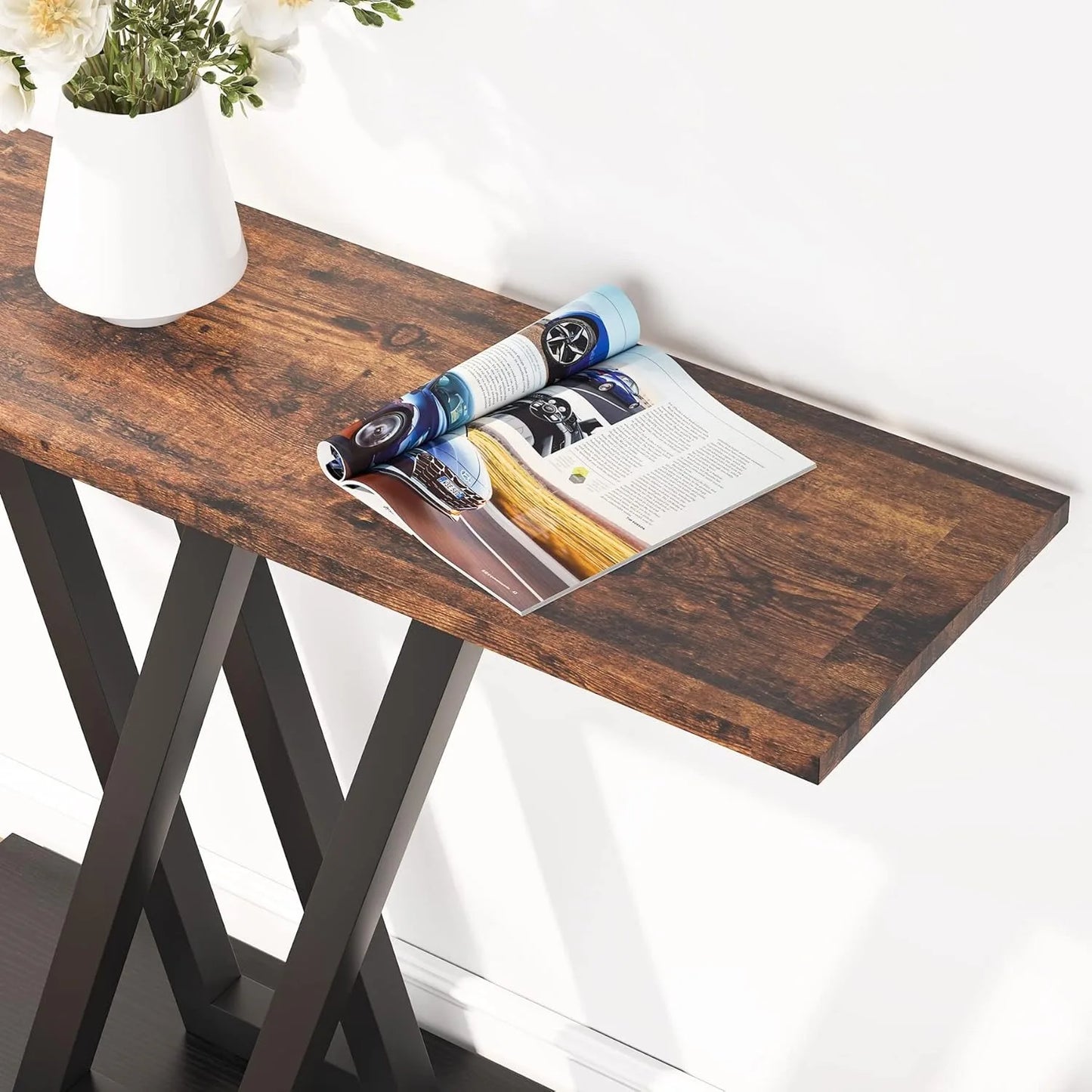 43" Modern Console Table – Slim Entryway Table with Open Storage Shelf
