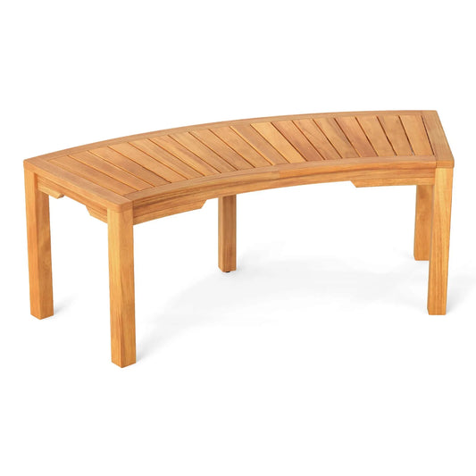Outdoor Curved Bench w/Slatted Seat 2-Person Seating