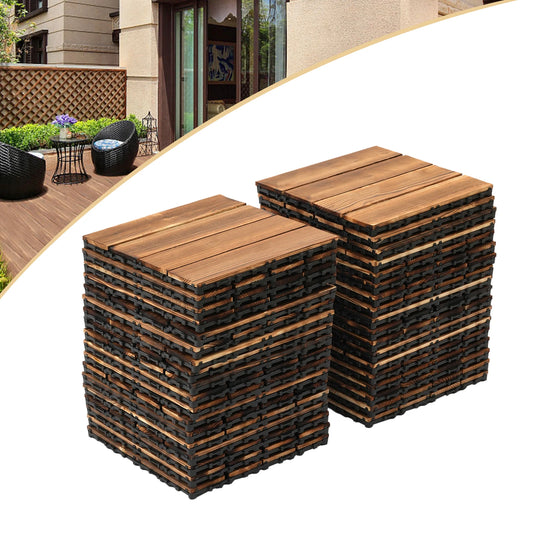 36‑Pack Hardwood Interlocking Patio Deck Tiles – 12" × 12" Outdoor Flooring for Patios, Balconies & Walkways