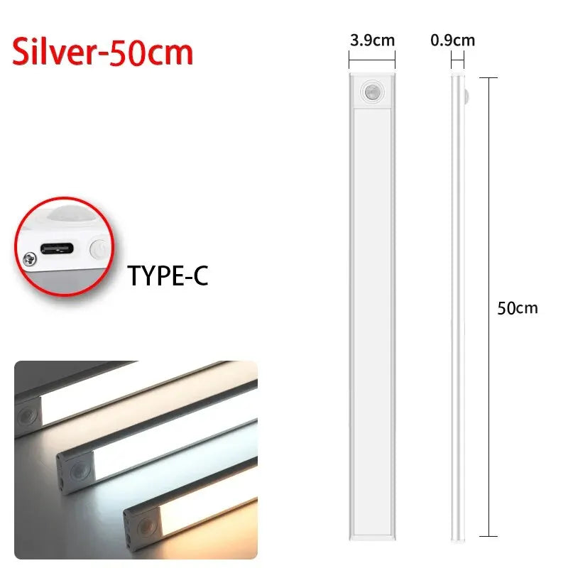 LED Motion Sensor Light Night Light Wireless USB Under Cabinet Light For Kitchen Cabinet, Bedroom, Wardrobe