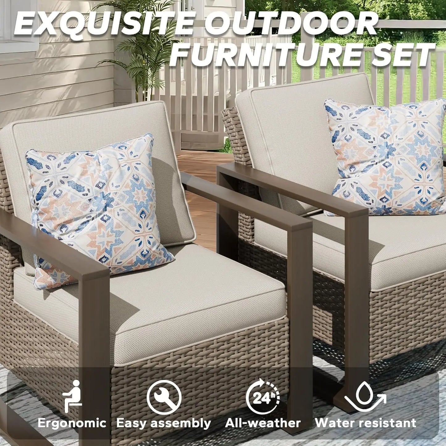 Outdoor Swivel Rocker Patio Chairs Set of 2