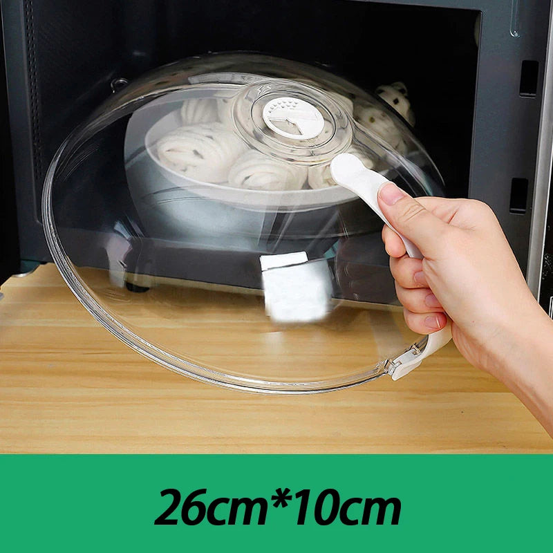 Microwave Oven Food Splash Guard Lid with Handle for Reusable Heating Cover Splatter Protection at Home Kitchen