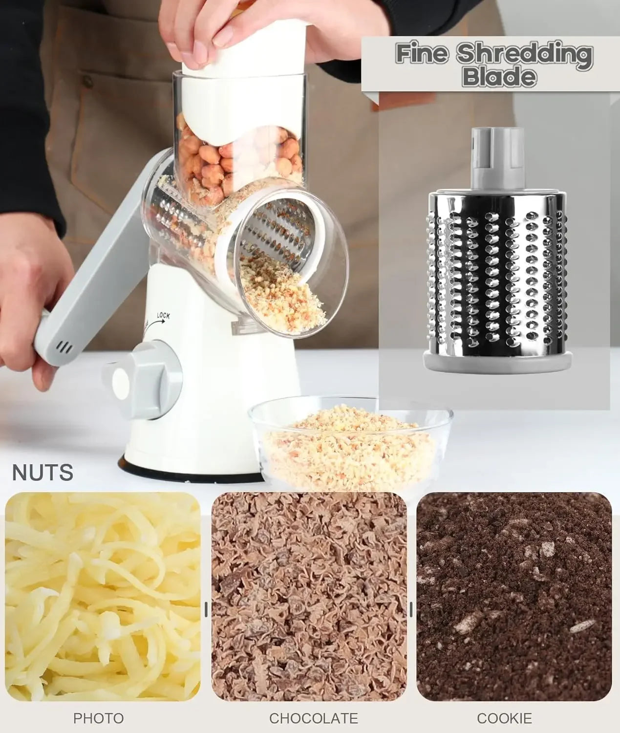 Rotary Cheese Grater – Hand‑Crank Kitchen Shredder & Speed Slicer