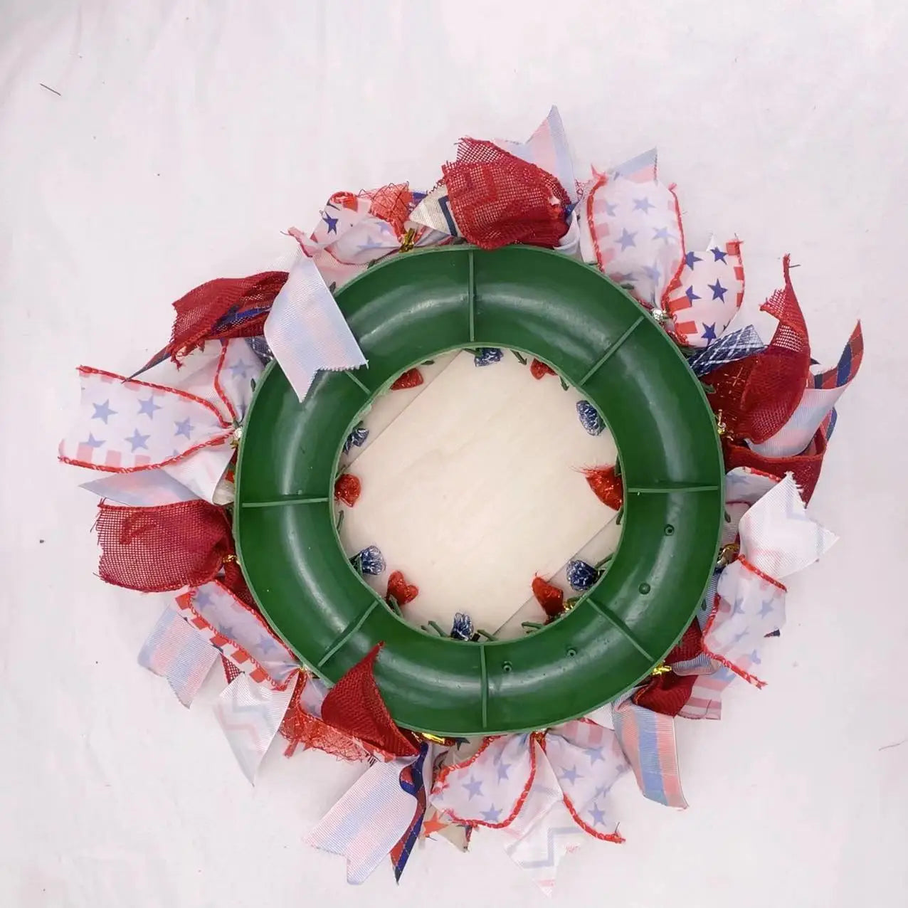 Handmade Patriotic Wreath – Red, White & Blue Independence Day Front Door Decoration