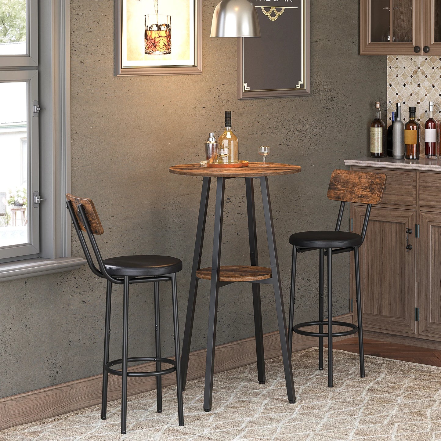 37.4" 2-Tier Bistro Table with Storage