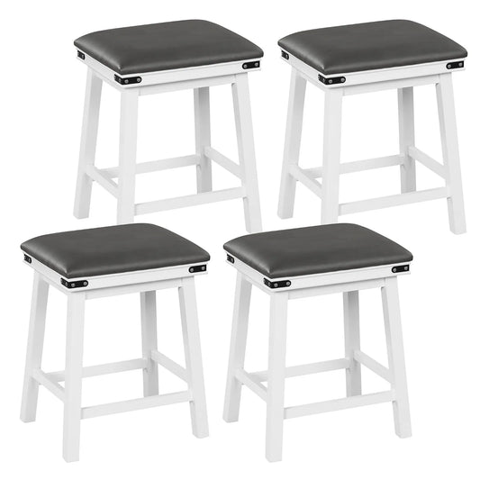 24" Counter‑Height Bar Stools (4-Pack) – Leather Upholstered Seating with Footrest