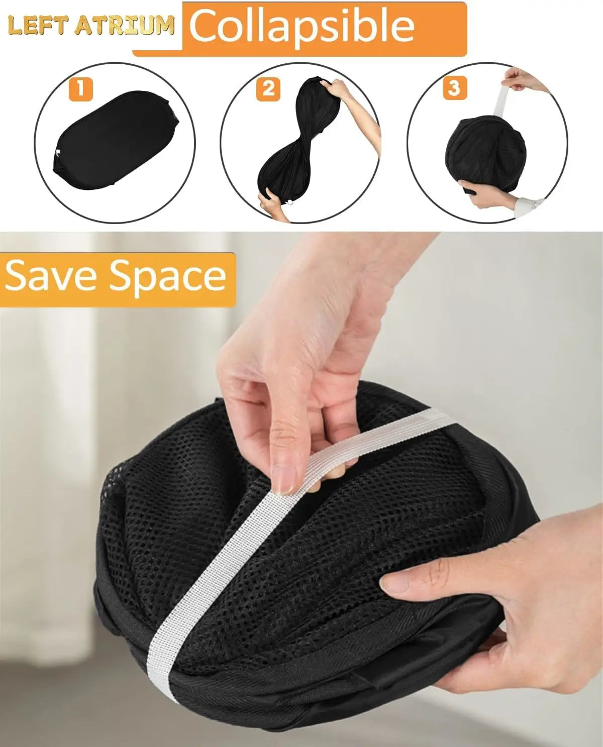 Folding Dirty Laundry Sorting Basket Mesh Storage Bag Frame Laundry Organizers or Storage Pouch