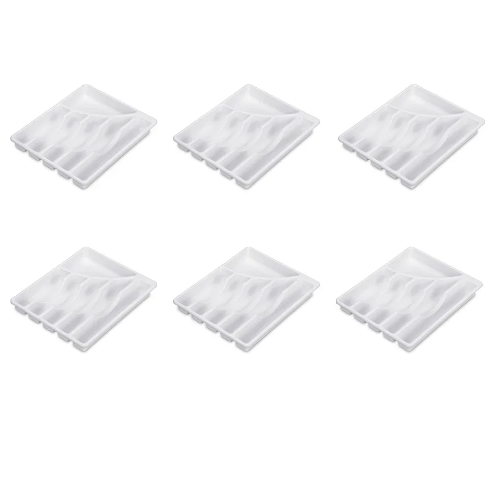 6 Compartment Cutlery Tray - Plastic Utensil Organizer
