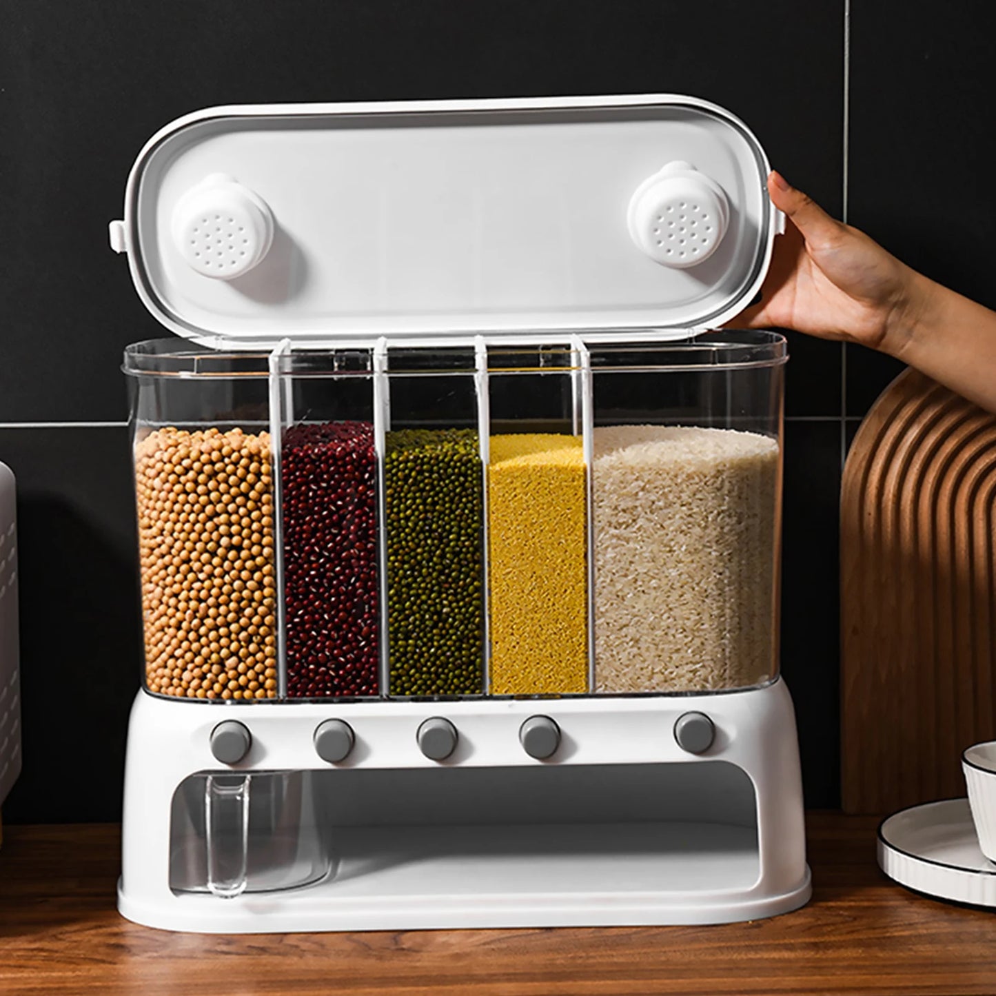 26lb Cereal & Grain Container – Moisture‑Proof Dry Food Dispenser for Kitchen Storage