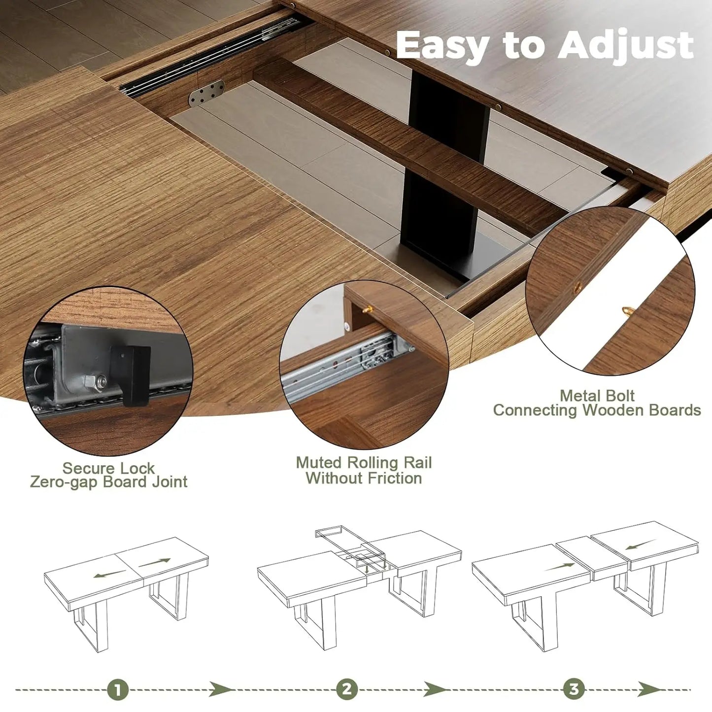 70" x 31.5" Farmhouse Rustic Extendable Dining Table