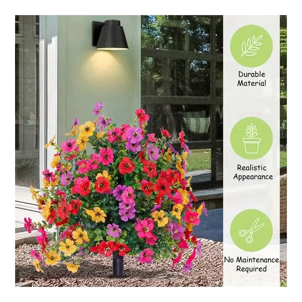 Daisy & Eucalyptus Faux Flower Stakes – Natural‑Look Outdoor Décor with Ground Spike