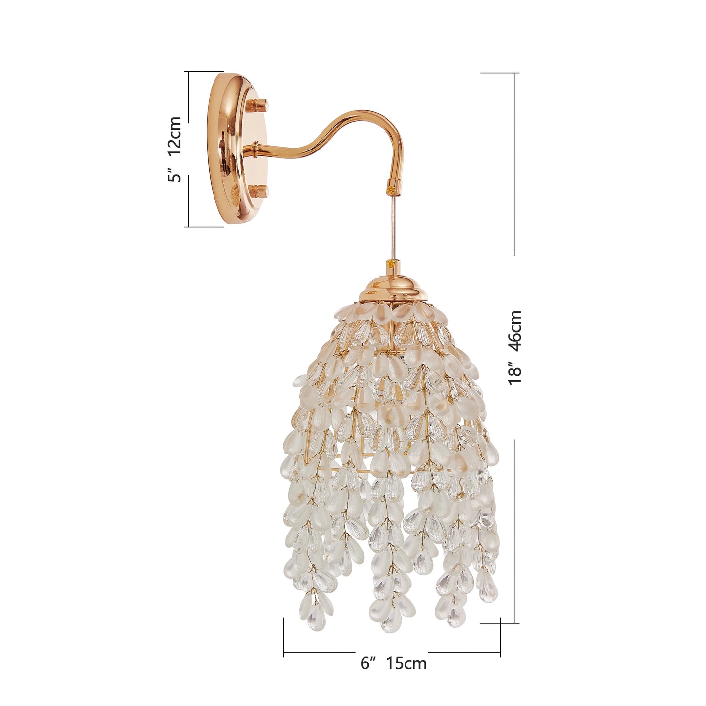 Two-piece wall lamp set with gold-framed grape-shaped crystal bead string