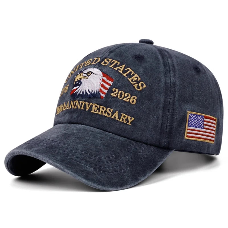 Flag USA Eagle 250th Anniversary Baseball Cap - Embroidery Casual Sports Hat for Women Men