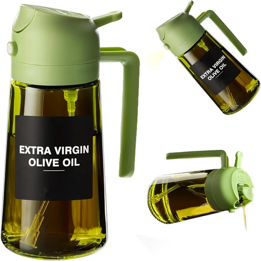 470ml Oil Sprayer for Cooking, 2-in-1 Olive Oil Dispenser and Oil Spray Bottle, Oil Spray with Stickers