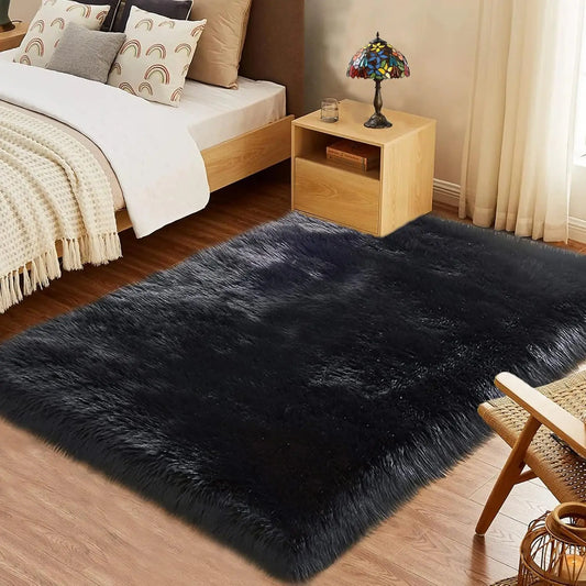 Faux Sheepskin Area Rug, Multiple Colors and Sizes