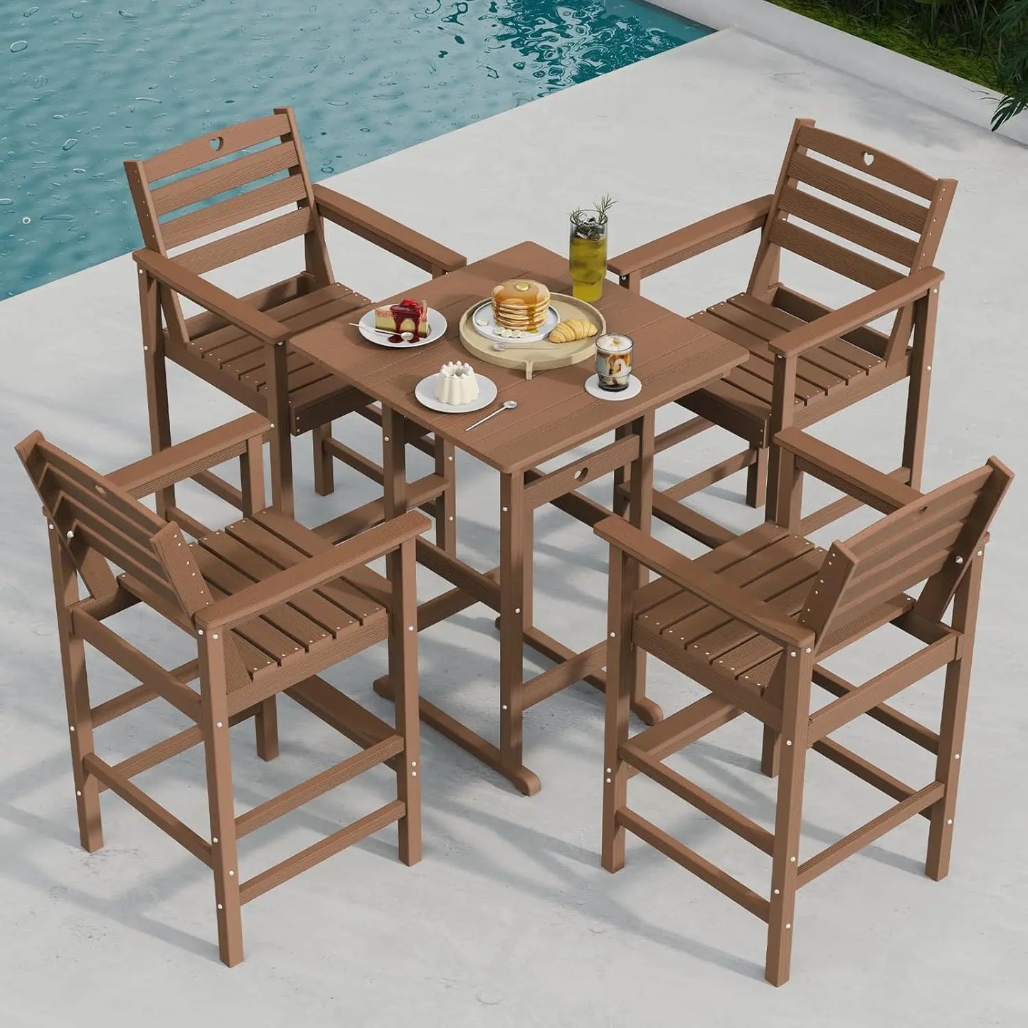 5pc Weather-Resistant Table & Chairs - Bar Height