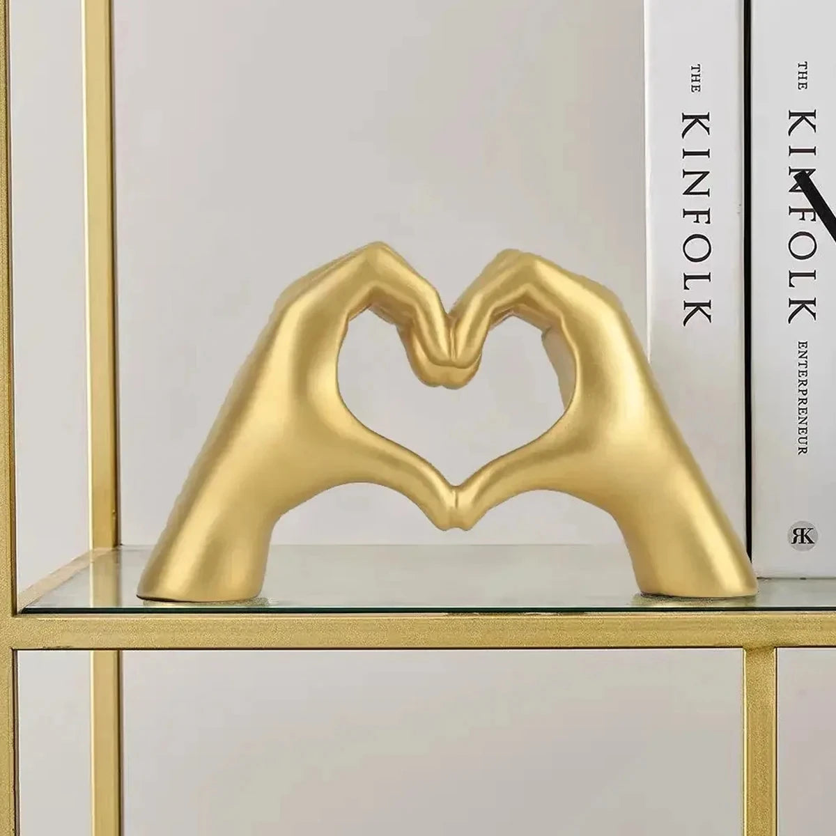 Modern Heart Hands Sculpture - Ceramic Home Decor Accent