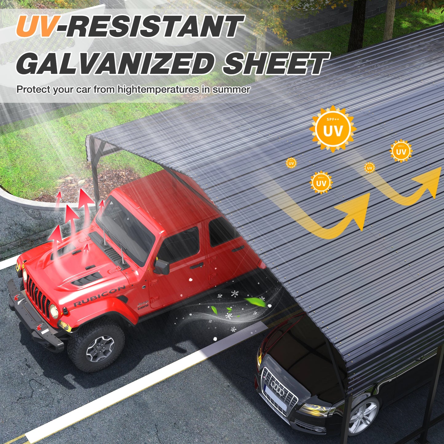 Multi‑Size Metal Carport (10×15 to 20×40 FT) – Heavy‑Duty Galvanized Outdoor Garage Shelter with Enhanced Base