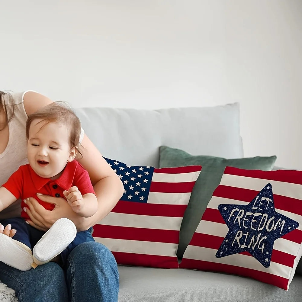 Independence Day American Flag Pillow Covers – Festive Patriotic Home Décor