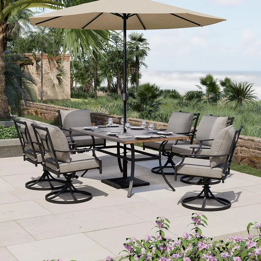 7-Piece Patio Dining Set for 6, Outdoor  with Swivel Chairs