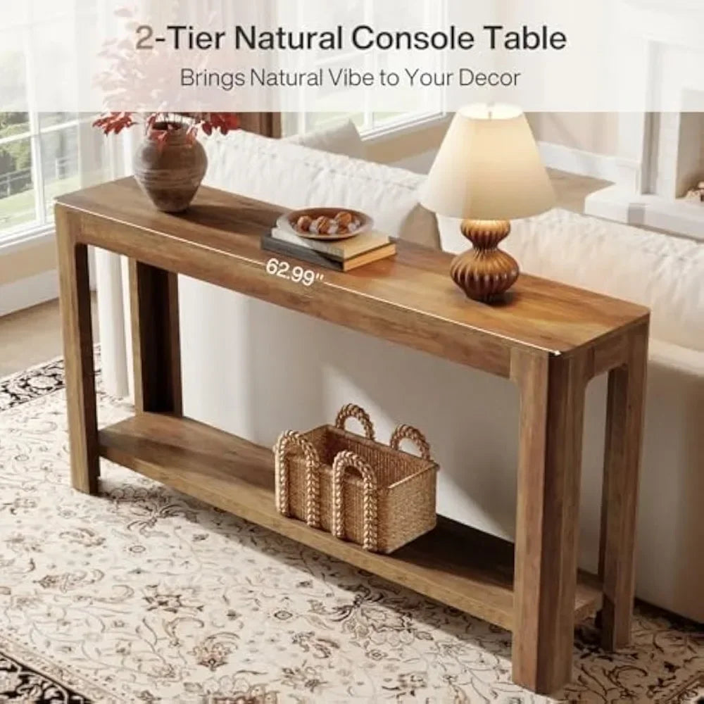 63" Entryway 2-Tier Console Table