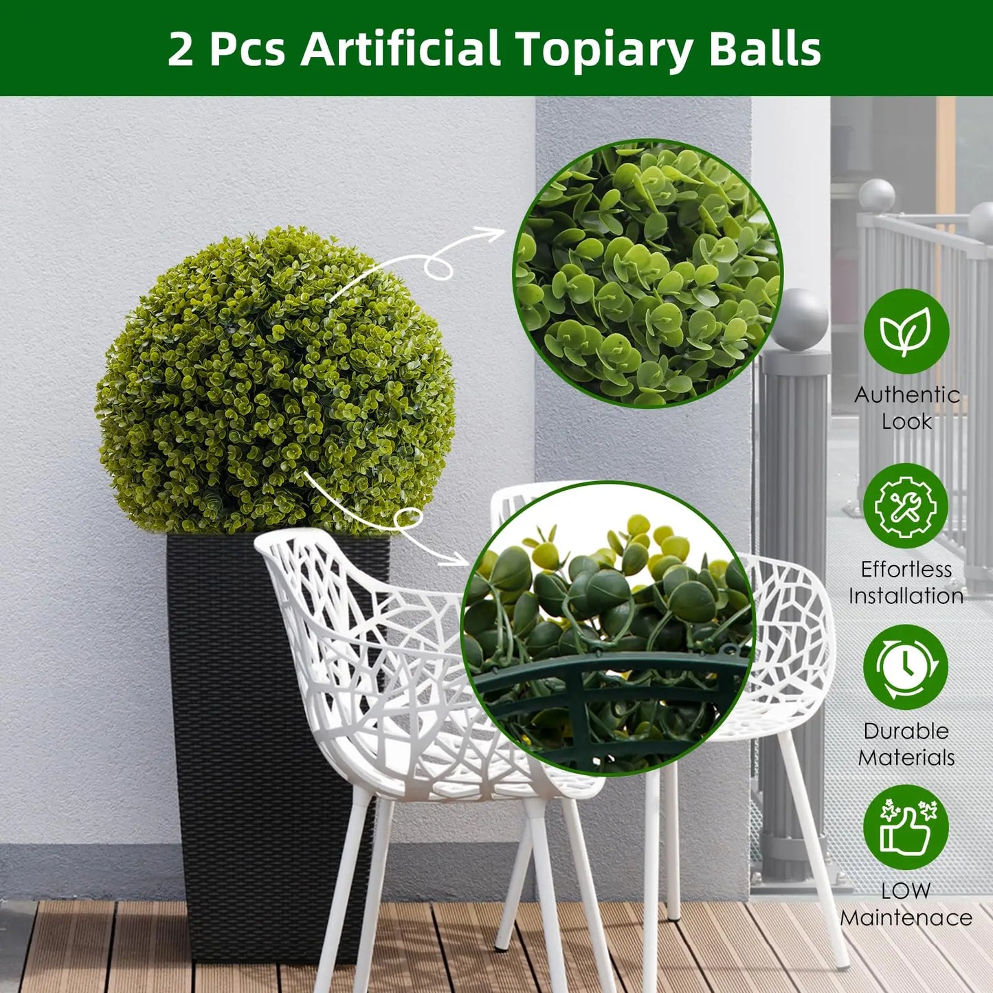 Set of 2, Artificial Topiary Cedar Balls